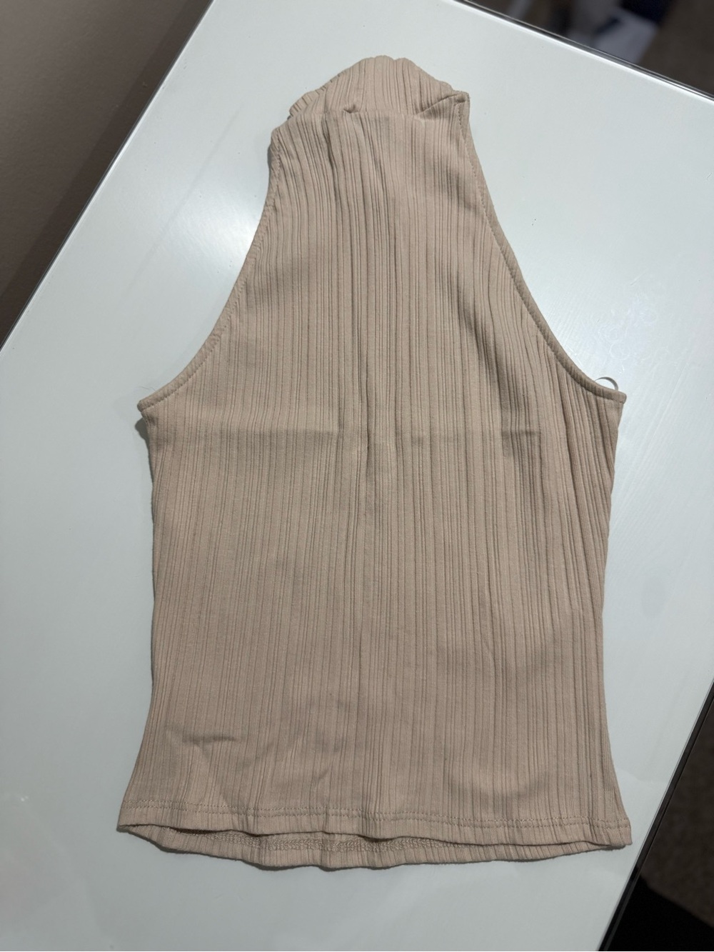 Sadie & Sage Ribbed High-Neck Tank Top - Tan